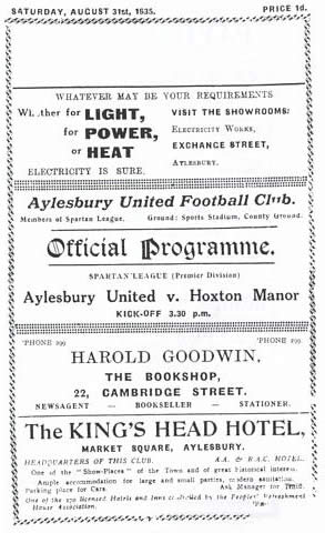 1935/36 Aylesbury United programme