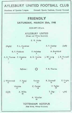 1945/46 Aylesbury United programme
