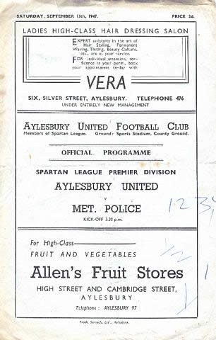 1947/48 Aylesbury United programme